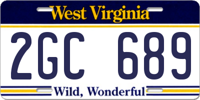 WV license plate 2GC689