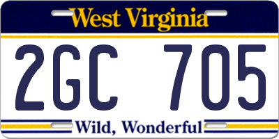WV license plate 2GC705