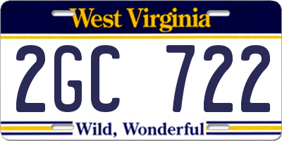 WV license plate 2GC722