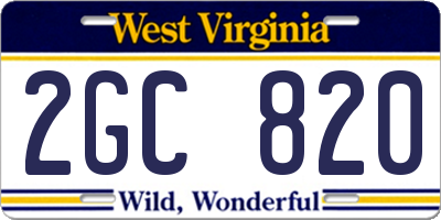 WV license plate 2GC820