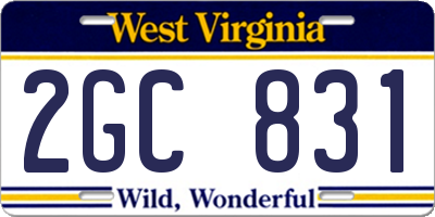 WV license plate 2GC831