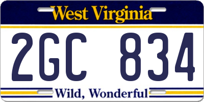 WV license plate 2GC834