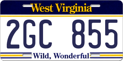 WV license plate 2GC855