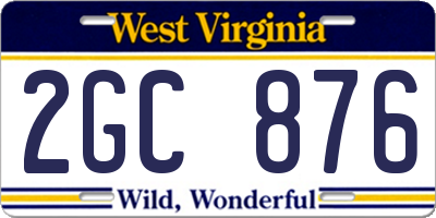 WV license plate 2GC876