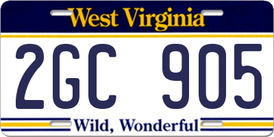 WV license plate 2GC905