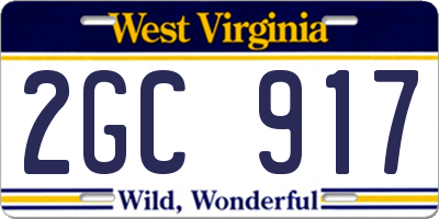 WV license plate 2GC917