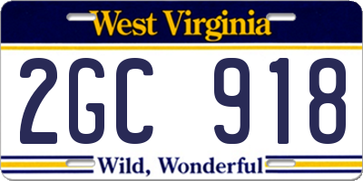 WV license plate 2GC918