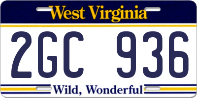 WV license plate 2GC936