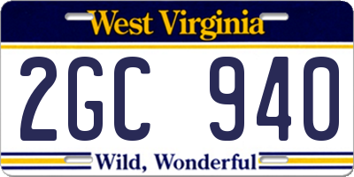 WV license plate 2GC940