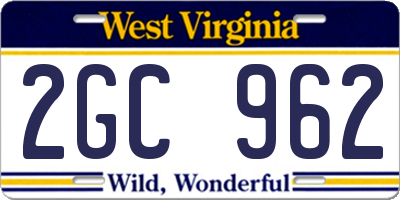 WV license plate 2GC962