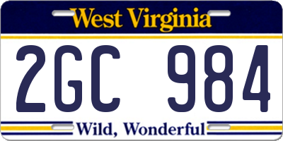 WV license plate 2GC984