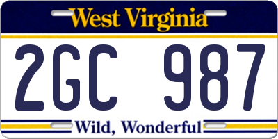 WV license plate 2GC987
