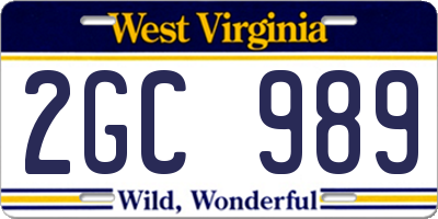 WV license plate 2GC989