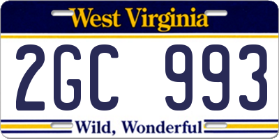 WV license plate 2GC993