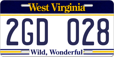 WV license plate 2GD028
