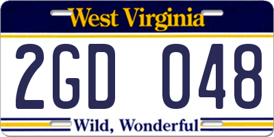 WV license plate 2GD048