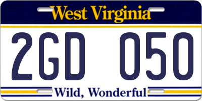 WV license plate 2GD050