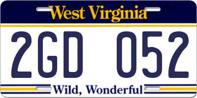 WV license plate 2GD052