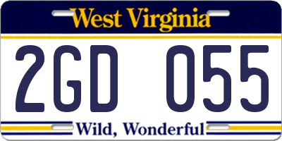 WV license plate 2GD055