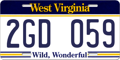 WV license plate 2GD059