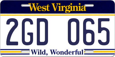 WV license plate 2GD065