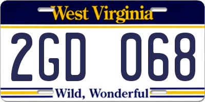 WV license plate 2GD068