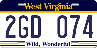 WV license plate 2GD074