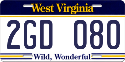 WV license plate 2GD080