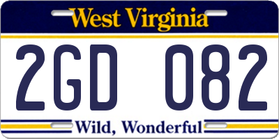 WV license plate 2GD082