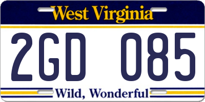 WV license plate 2GD085
