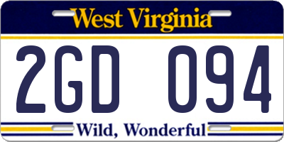 WV license plate 2GD094