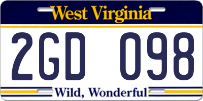 WV license plate 2GD098