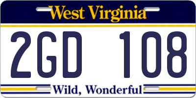 WV license plate 2GD108