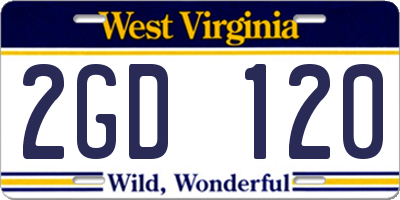 WV license plate 2GD120