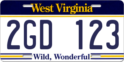 WV license plate 2GD123