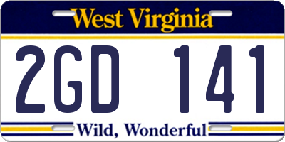 WV license plate 2GD141