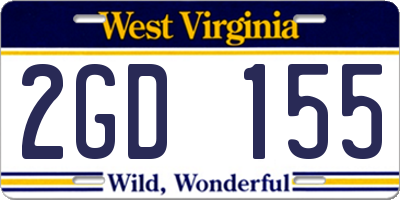 WV license plate 2GD155