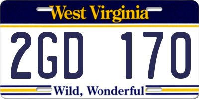 WV license plate 2GD170