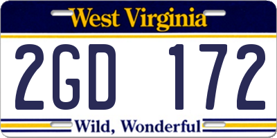 WV license plate 2GD172