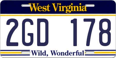 WV license plate 2GD178