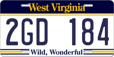 WV license plate 2GD184