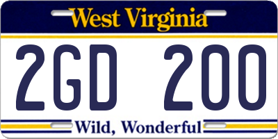 WV license plate 2GD200