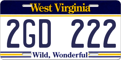 WV license plate 2GD222