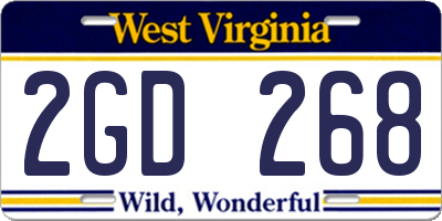 WV license plate 2GD268