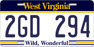 WV license plate 2GD294