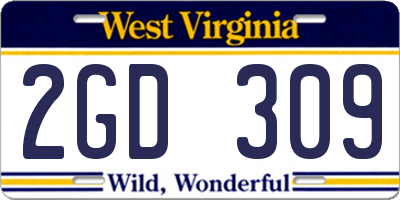 WV license plate 2GD309
