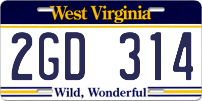 WV license plate 2GD314