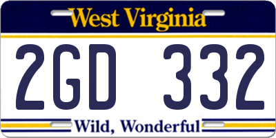 WV license plate 2GD332