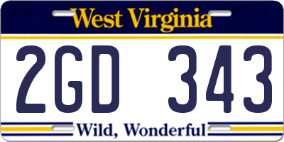 WV license plate 2GD343