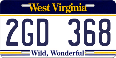WV license plate 2GD368